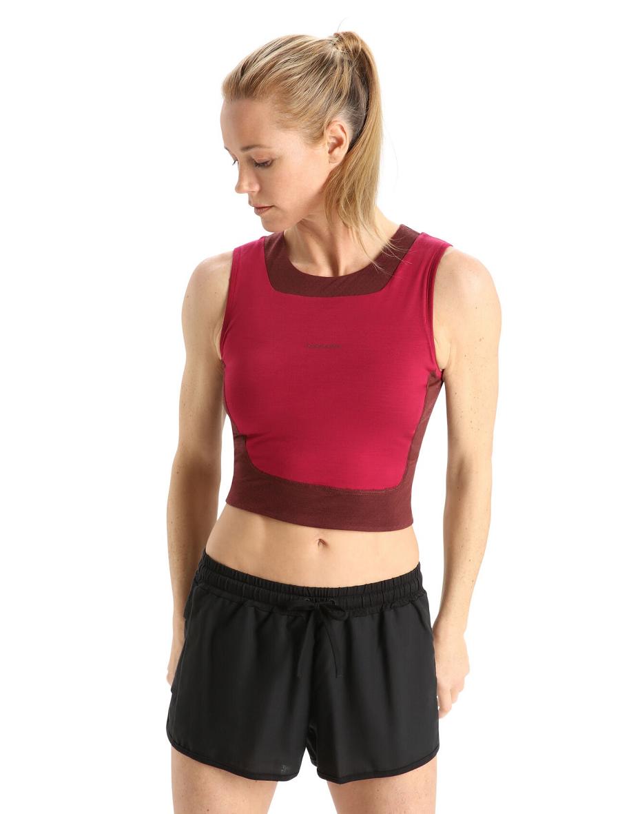 Icebreaker ZoneKnit™ Merino Cropped Bra-Tank Naisten T Paidat Pinkki | FI 1573EBCX